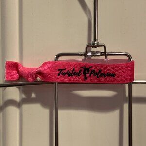 🌈4/$20 Twisted Polerina Logo Pole Dance Pink Elastic Ribbon Hair Tie O/S